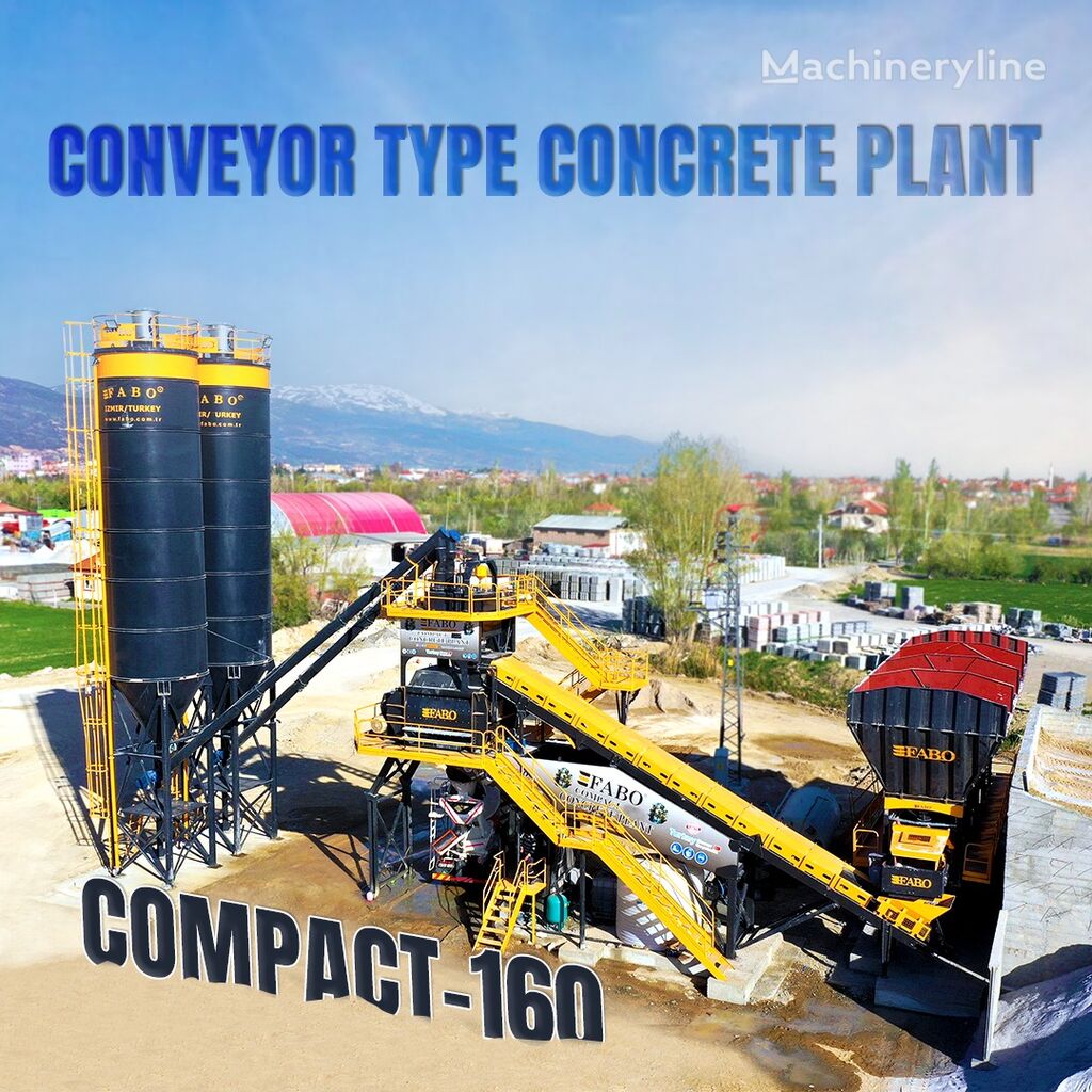 nauja betono gamykla FABO  COMPACT-160 CONCRETE PLANT | CONVEYOR TYPE | Ready in Stock