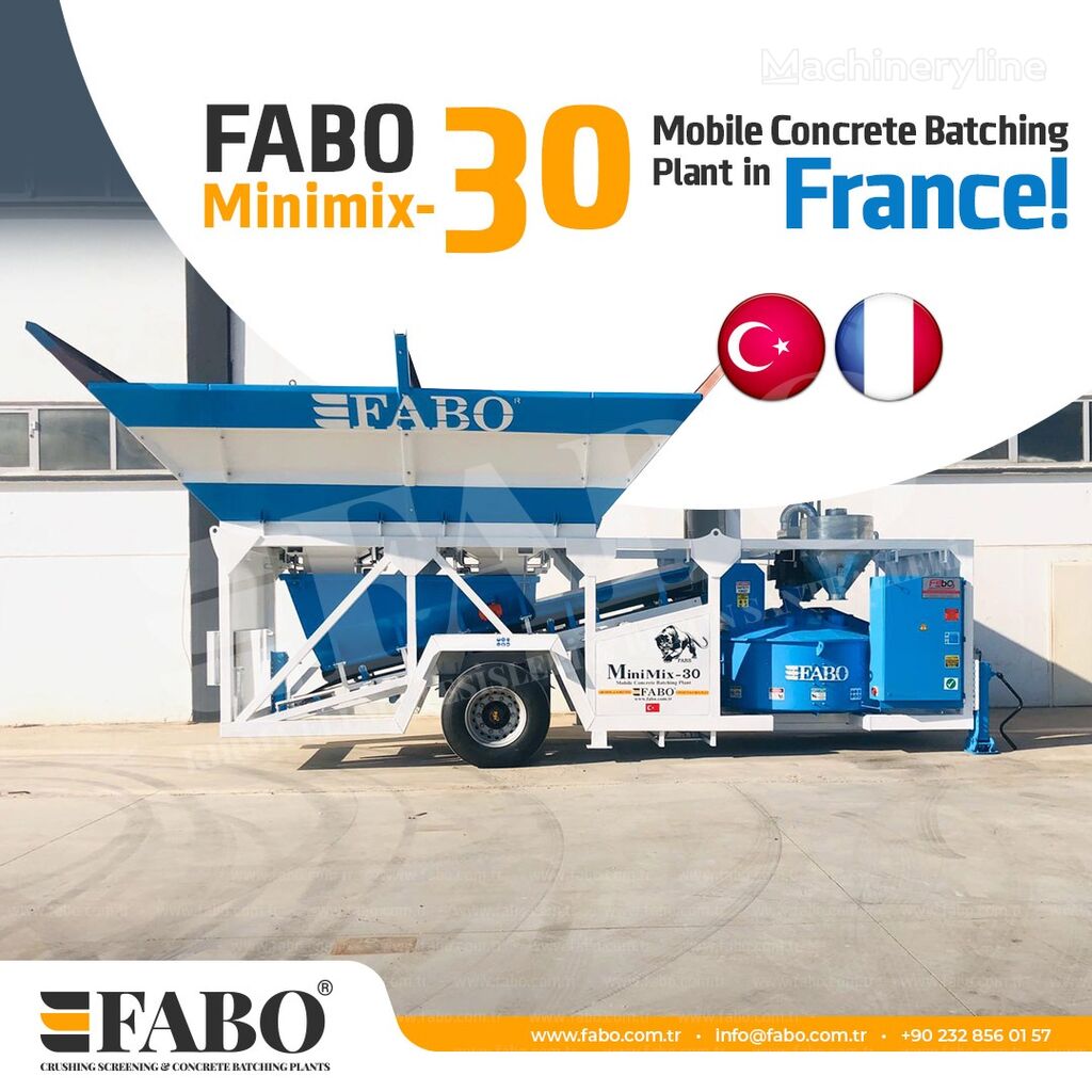 nauja betono gamykla FABO MOBILE CONCRETE PLANT CONTAINER TYPE 30 M3/H FABO MINIMIX