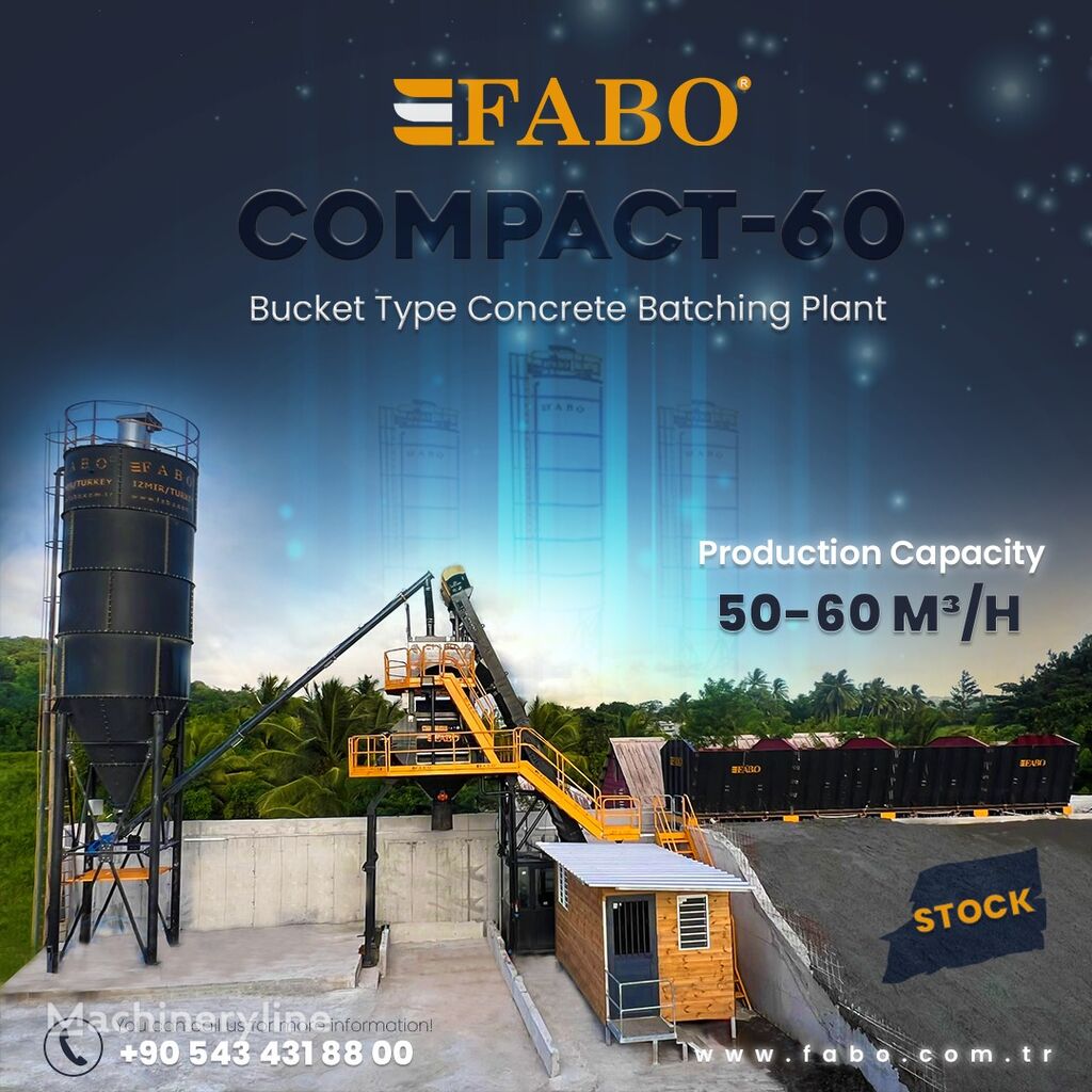 nauja betono gamykla FABO SKIP SYSTEM CONCRETE BATCHING PLANT | 60m3/h Capacity |STOCK